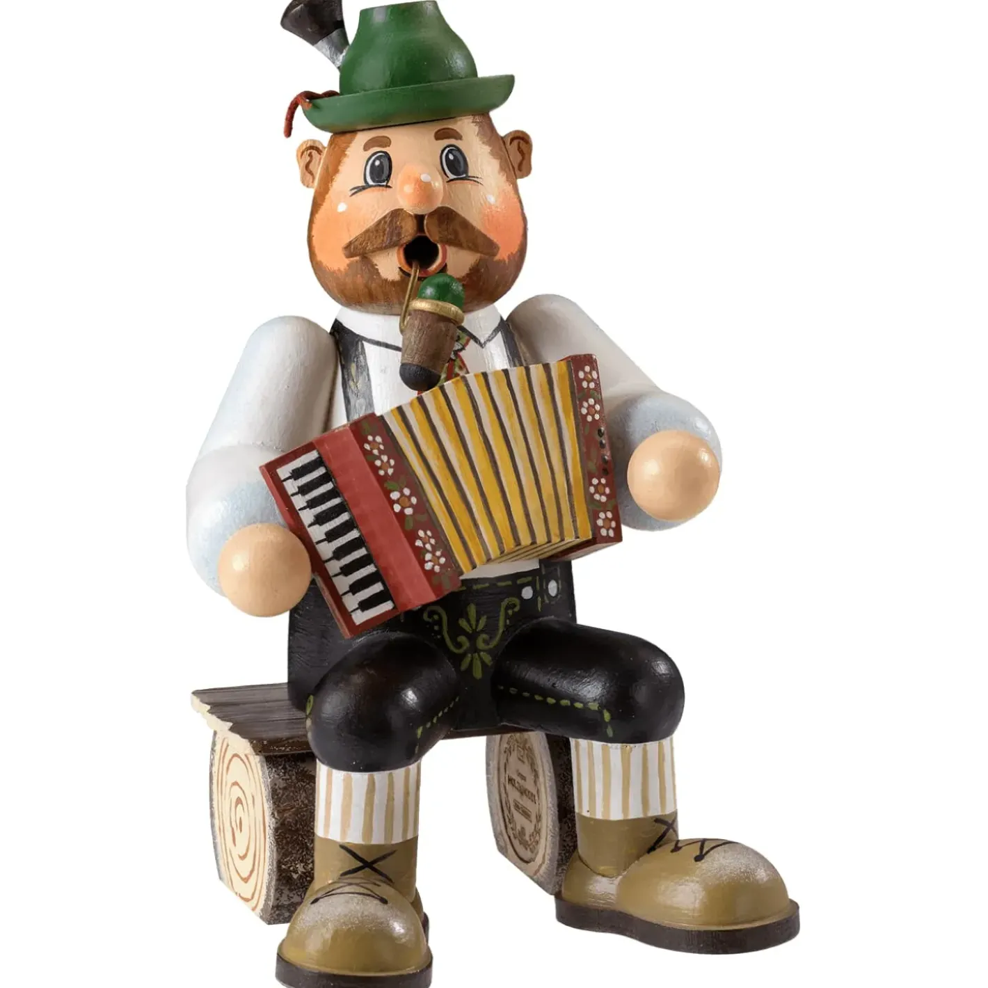 Käthes Original Bayern Motive-Holzknoddl "Bayerischer Musiker", Rauchermannchen