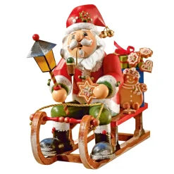 Käthes Original Räuchermänner-Holzknoddl "Weihnachtsmann Auf Schlitten", Rauchermann