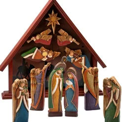 Käthe Wohlfahrt Krippen Und Krippenfiguren-Krippenhaus "Heilige Familie" Mit 11 Figuren
