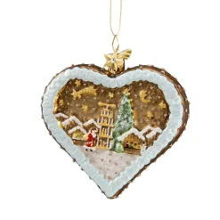 Poesie in Glas Baumschmuck Aus Glas-Lebkuchenherz "Gruse Vom Weihnachtsmarkt"