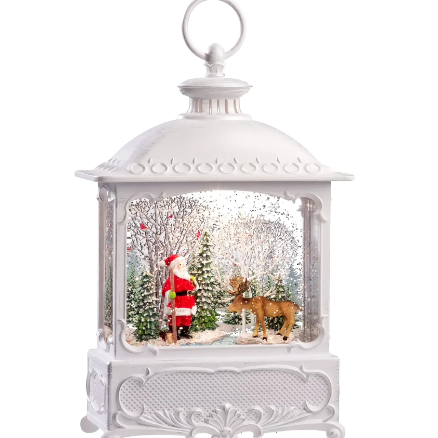 KONSTSMIDE Laternen-Led Schneelaterne "Weihnachtsmann Mit Elch", 30 Cm