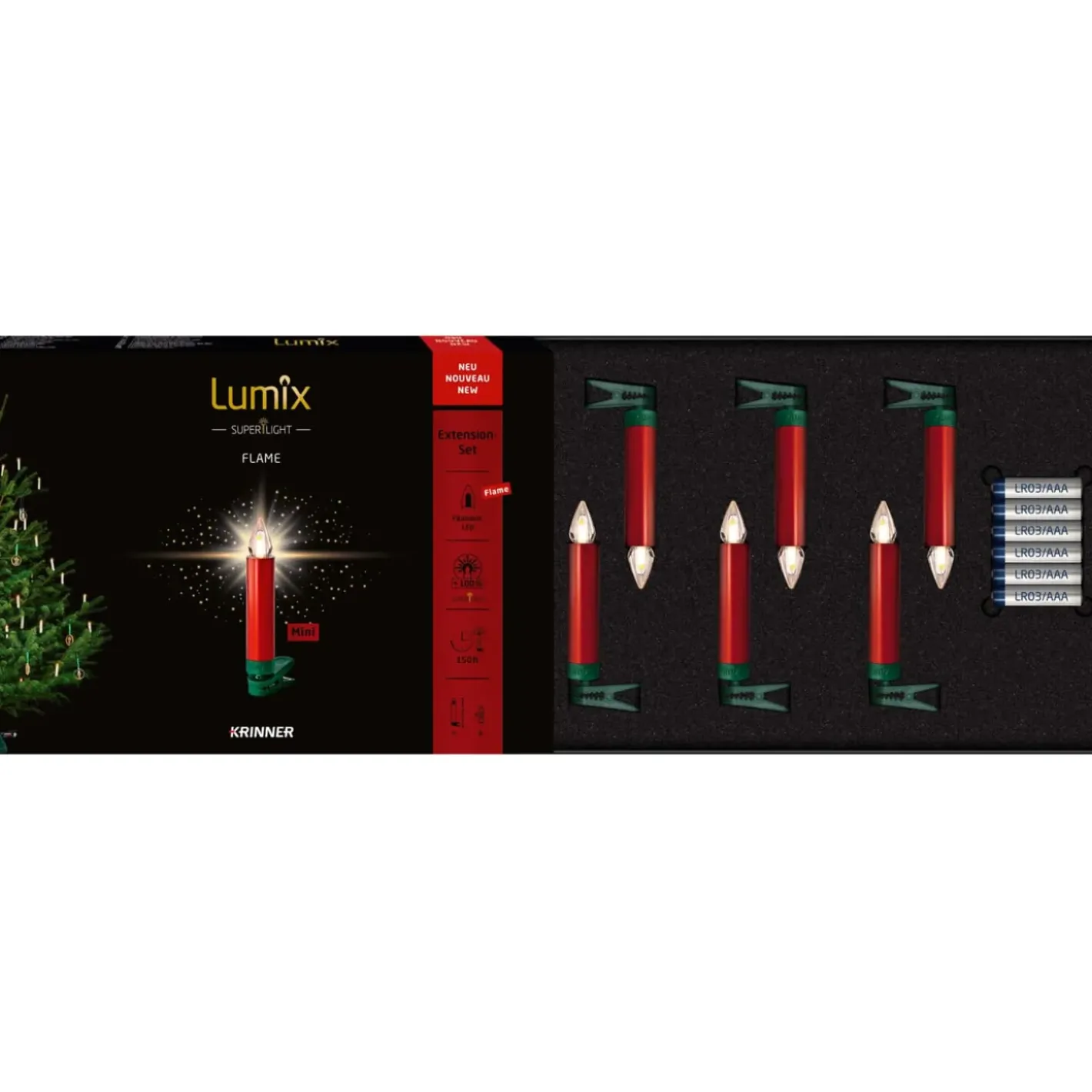 Krinner Lichterketten-Lumix Superlight Flame 6 Mini Kerzen Erweiterungsset In Rot