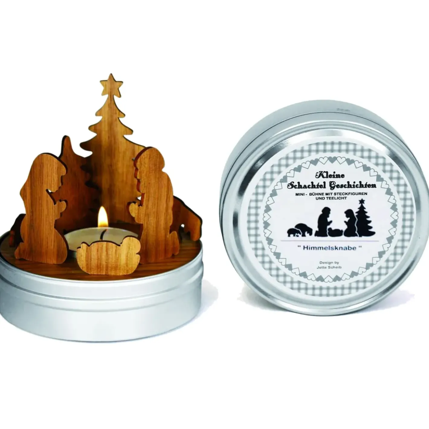 designimdorf Krippen Und Krippenfiguren-Schachtelgeschichte "Himmelsknabe", Krippenszene