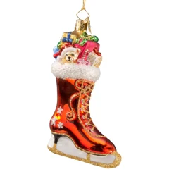 Poesie in Glas Baumschmuck Aus Glas-Schlittschuh, Rot