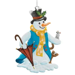 Käthes Original Baumschmuck Aus Zinn-Schneemann Mit Schirm