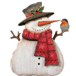 Käthe Wohlfahrt Standfiguren-Schneemanns Rotkehlchen