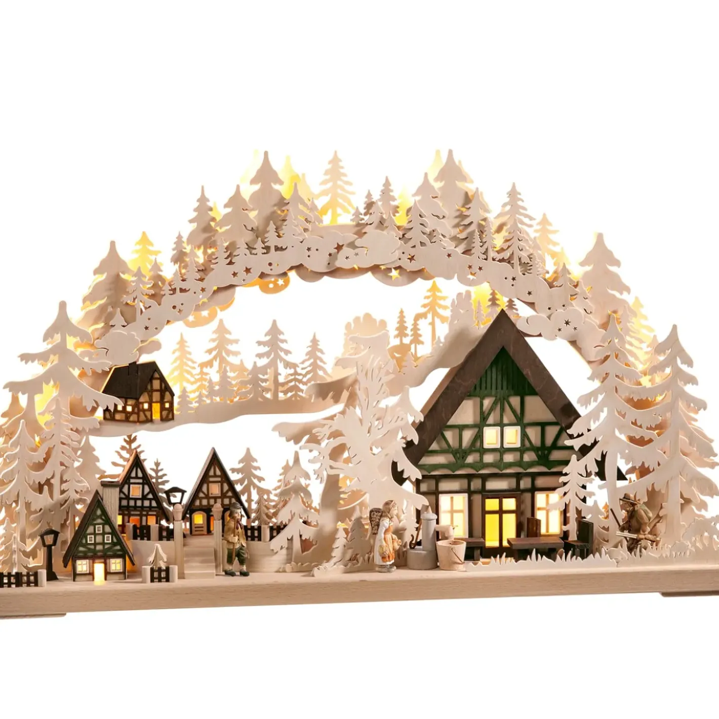 RATAGS Holzdesign Schwibbögen-Schwibbögen "Fachwerkdorf" 230V Mit Usb A-Anschluss