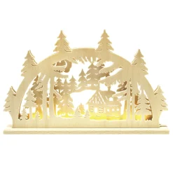 RATAGS Holzdesign Schwibbögen-Schwibbögen "Kleines Waldhauschen", 230V Mit Usb A-Anschluss