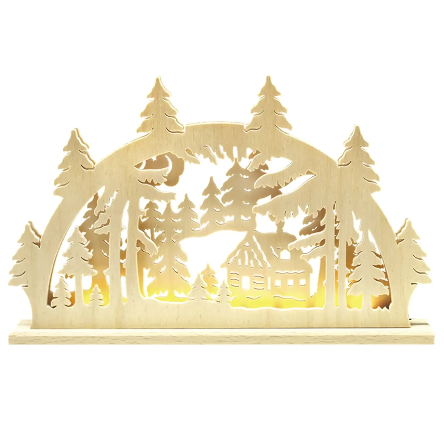 RATAGS Holzdesign Schwibbögen-Schwibbögen "Kleines Waldhauschen", 230V Mit Usb A-Anschluss