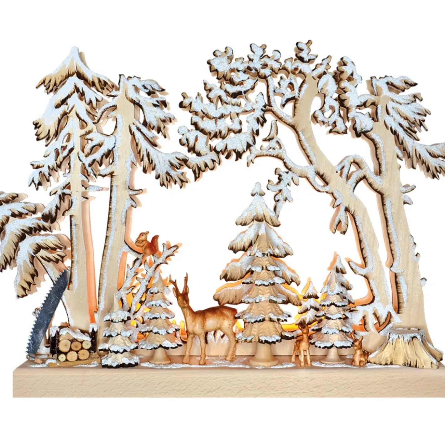 RATAGS Holzdesign Schwibbögen-Schwibbögen "Winterwaldszene", 230V Mit Usb A-Anschluss