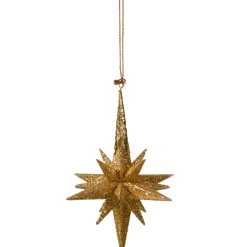 Käthe Wohlfahrt Baumschmuck Aus Kunststoff-Stern Mit Glimmer, Gold, 10,5Cm