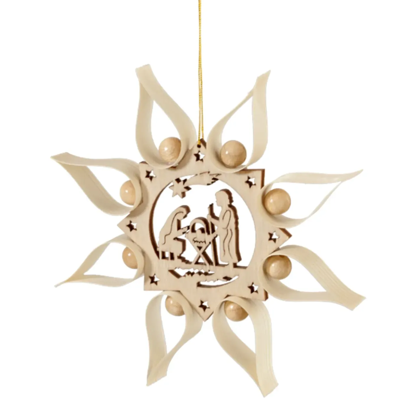 Käthe Wohlfahrt Baumschmuck Aus Holz-Stern Mit Heiliger Familie