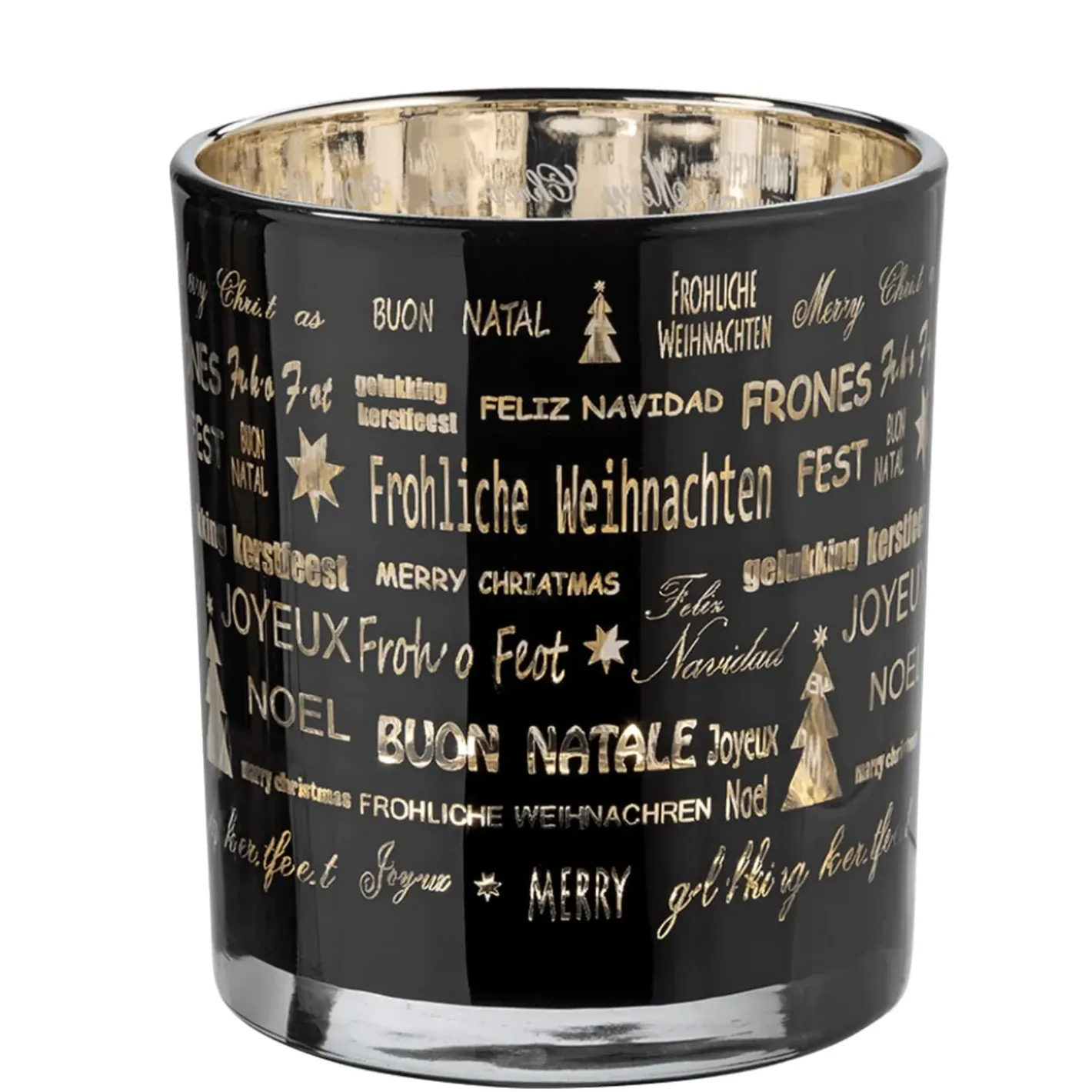 Käthe Wohlfahrt Kerzen & Teelichthalter-Teelichtglas "Frohliche Weihnachten", 10Cm