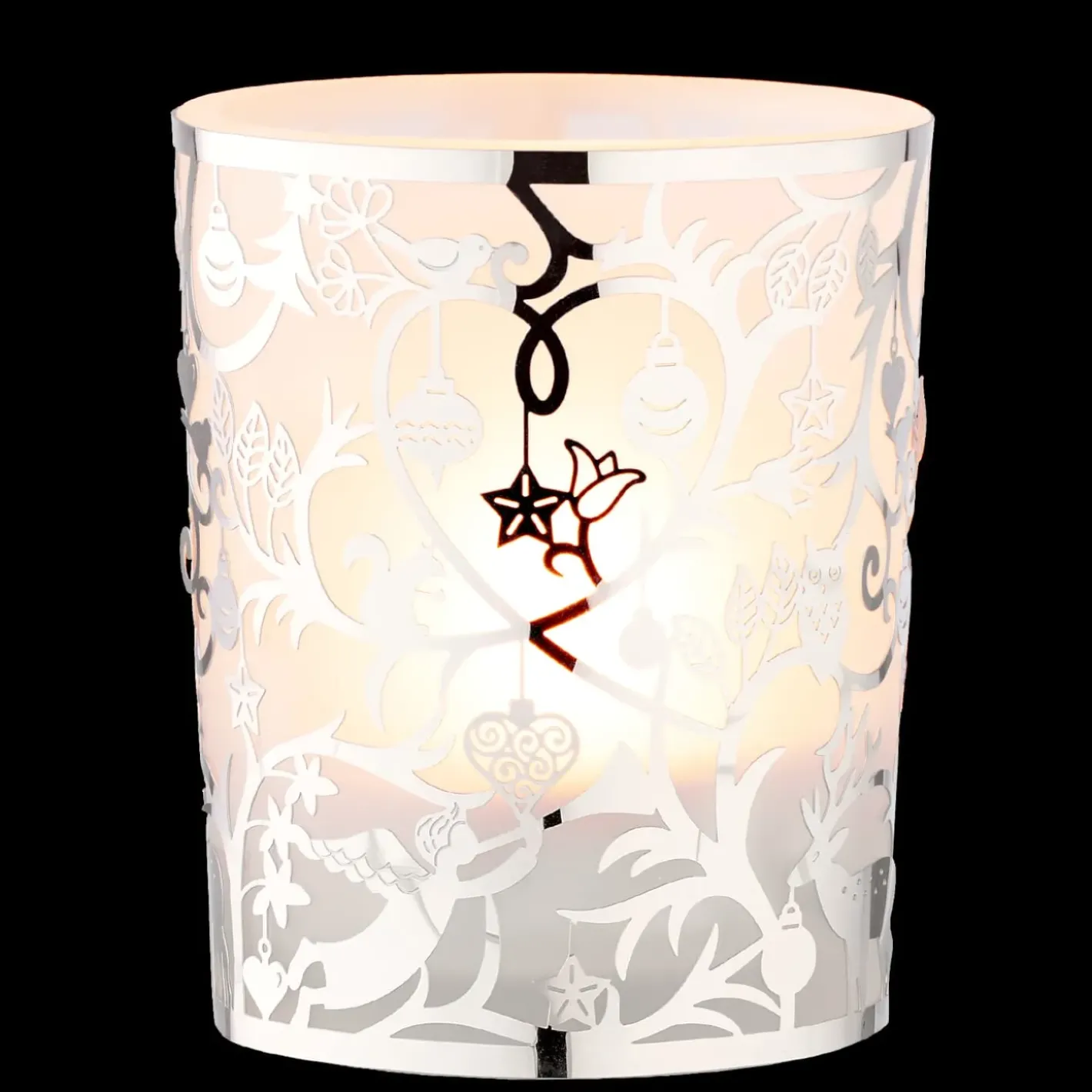 Käthe Wohlfahrt Kerzen & Teelichthalter-Teelichtglas "Waldweihnacht", Silber