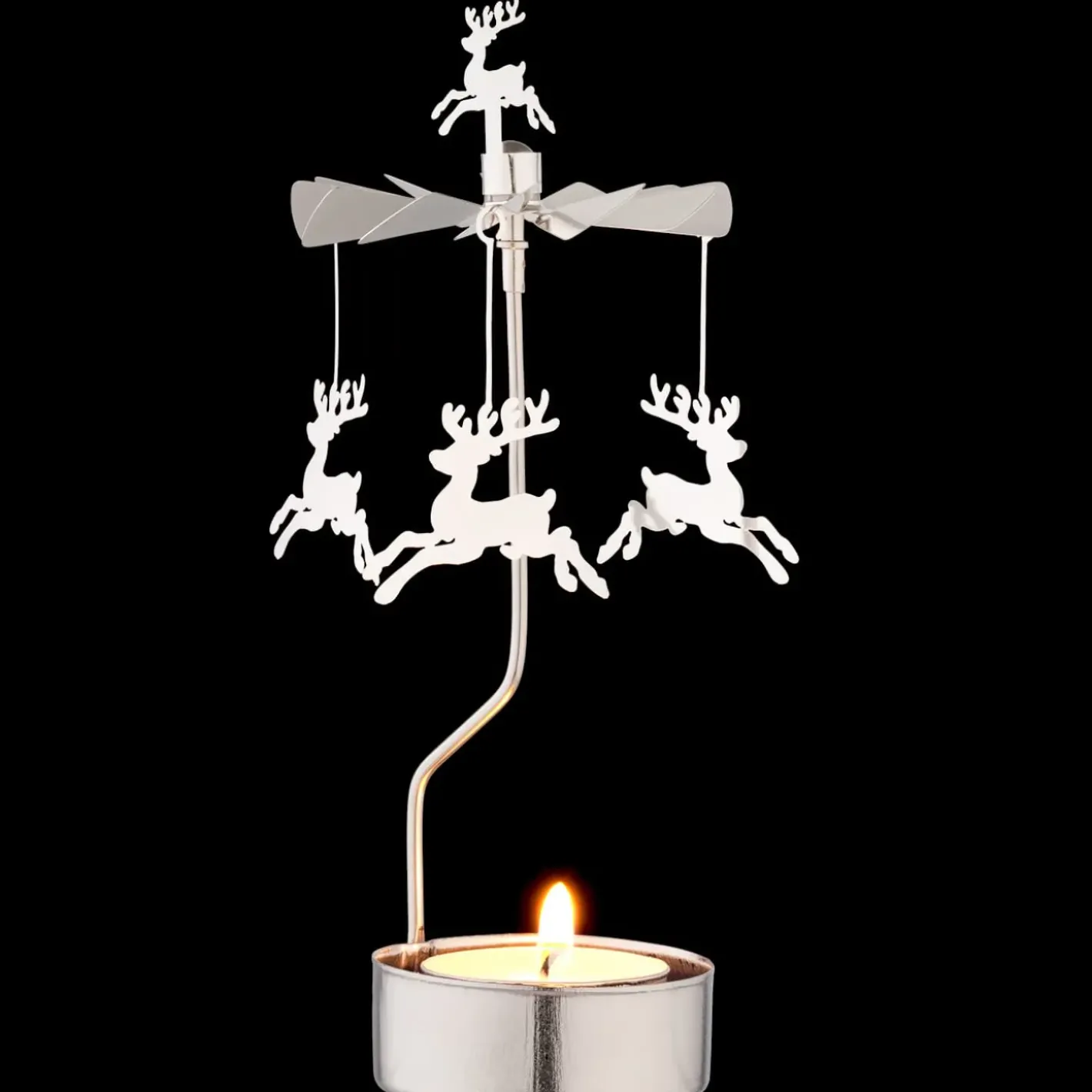 Käthe Wohlfahrt Kerzen & Teelichthalter-Teelicht-Karussell "Rentiere", Silber