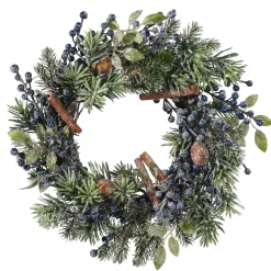 Käthe Wohlfahrt Wohndeko-Tur- Oder Tischkranz Mit Blauen Beeren Und Zimtstangen