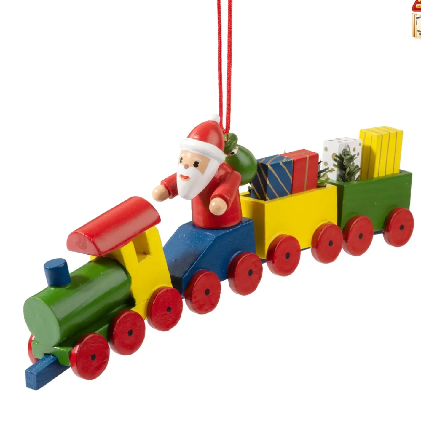 Käthes Original Baumschmuck Aus Holz-Weihnachtsmann Im Zug