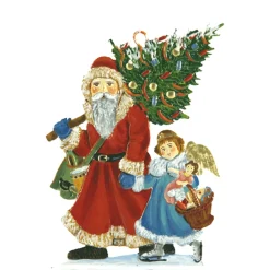 Käthes Original Baumschmuck Aus Zinn-Weihnachtsmann Mit Engel