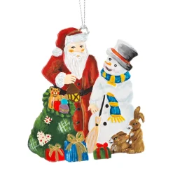 Käthes Original Baumschmuck Aus Zinn-Weihnachtsmann Mit Schneemann