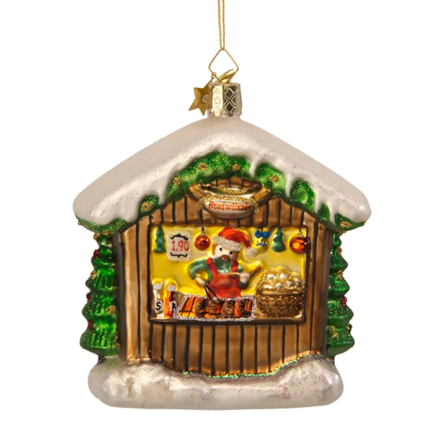 Poesie in Glas Baumschmuck Aus Glas-Weihnachtsmarktstand Bratwurstverkaufer