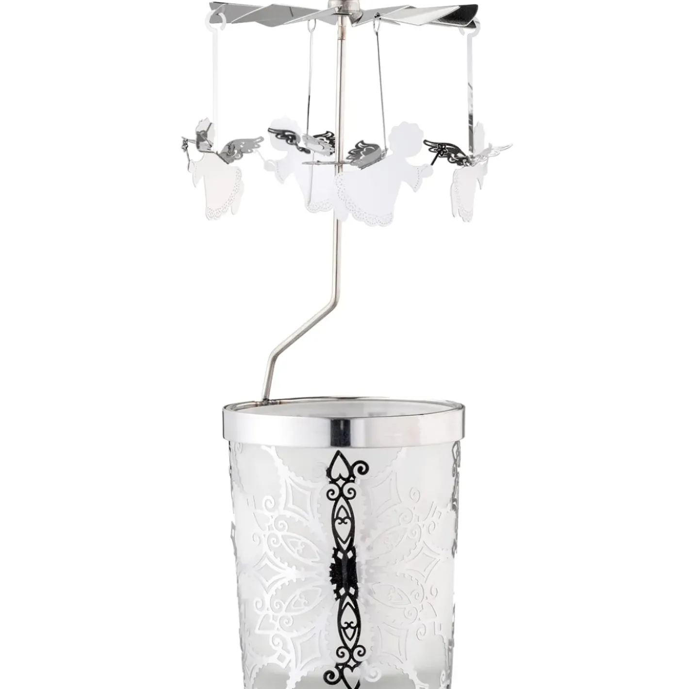 Käthe Wohlfahrt Kerzen & Teelichthalter-Windlicht-Karussell "Engel", Silber