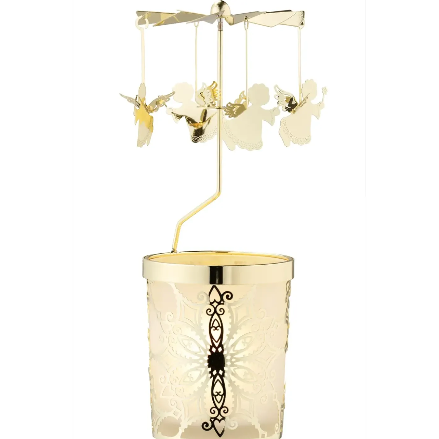 Käthe Wohlfahrt Kerzen & Teelichthalter-Windlicht-Karussell "Engelchen", Gold