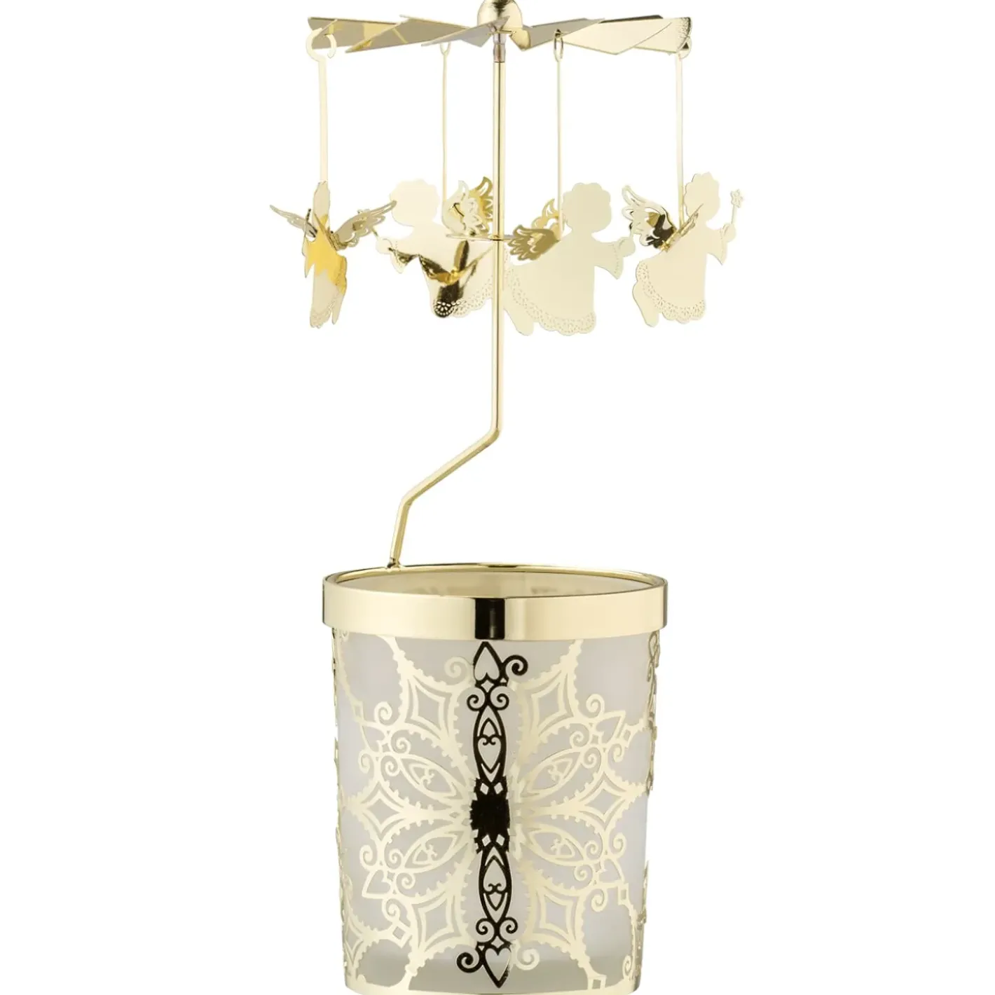 Käthe Wohlfahrt Kerzen & Teelichthalter-Windlicht-Karussell "Engelchen", Gold