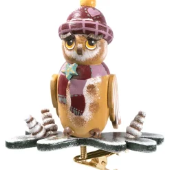 Käthes Original Baumschmuck Aus Holz-Wintereule Mit Clip