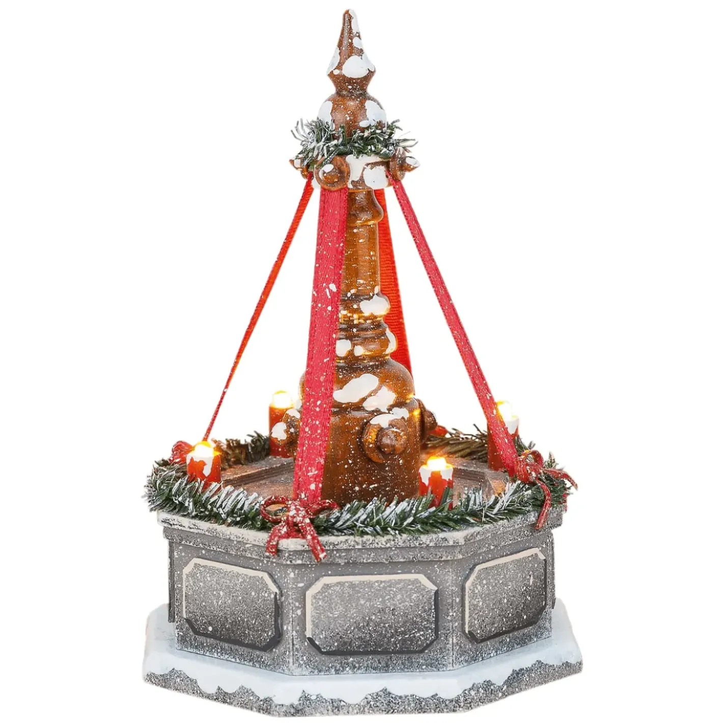 Hubrig Volkskunst Hubrig Miniaturen-Winterkinder Stadtbrunnen, Elektrisch Beleuchtet